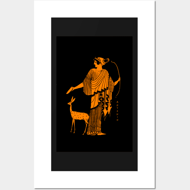 Artemis red figure ancient Greek design Wall Art by WillowNox7